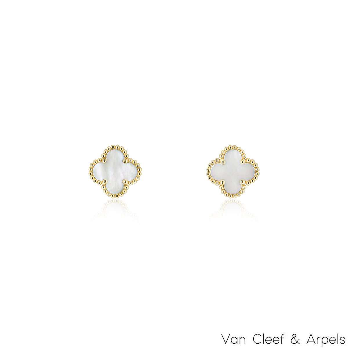 Van Cleef & Arpels Yellow Gold Mother of Pearl Sweet Alhambra Earrings VCARA44800